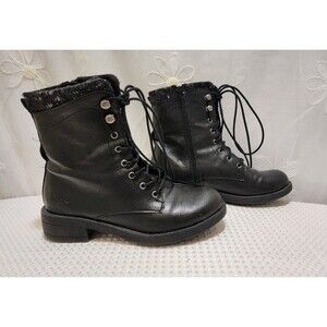 Rocket Dog Womens 8 Black Ankle Boots Combat Lace-Up Zip Knit Goth Steampunk